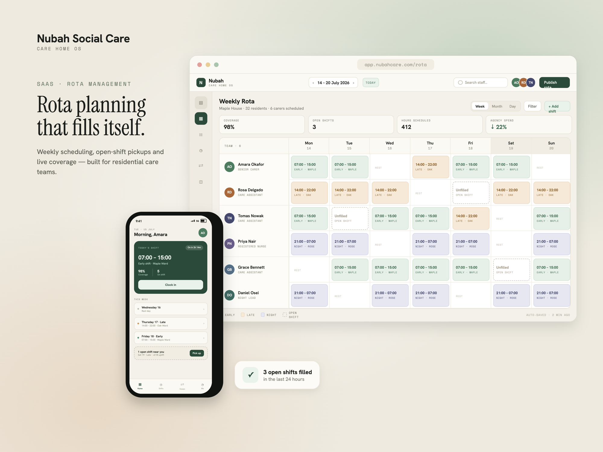 Nubah Social Care Rota Management